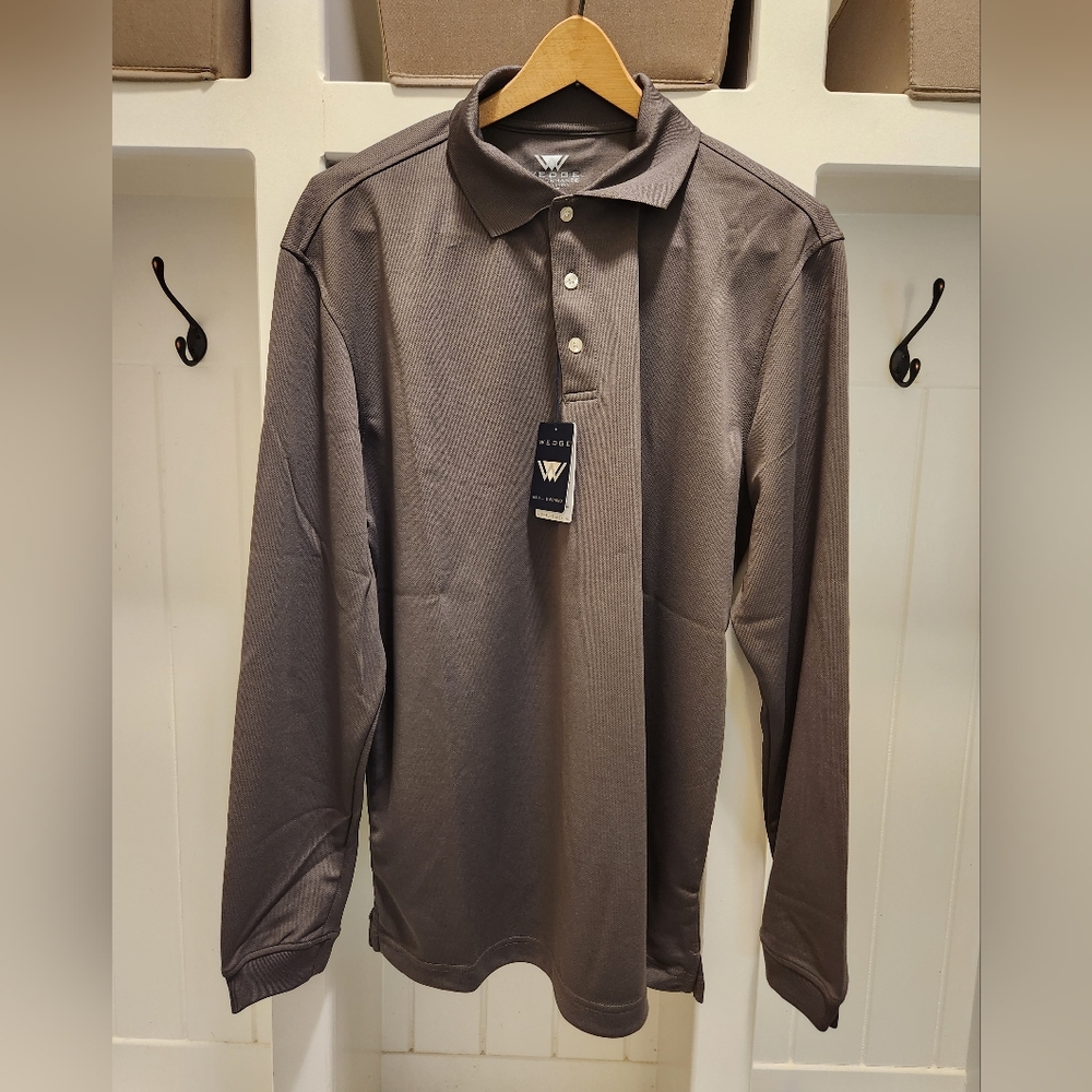 Mens long sleeve polo (Gray)